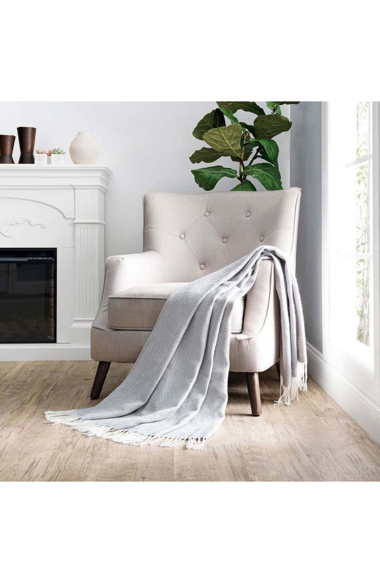 HOMESPUN Herringbone Throw Blanket, Alternate, color, Gray