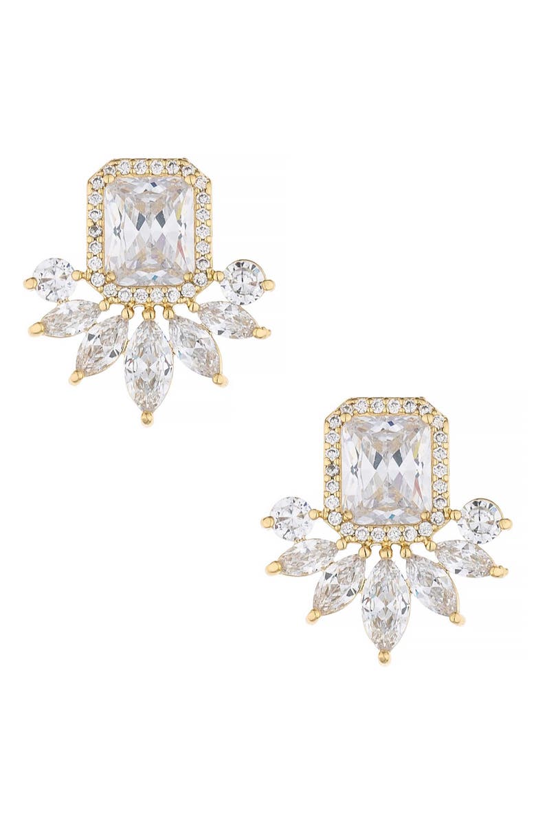 Ettika Crystal Stud Earrings, Main, color, Gold