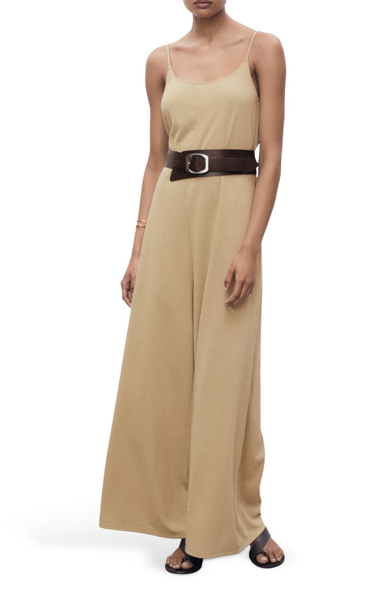 MANGO Sleeveless Wide Leg Jumpsuit, Main, color, Medium Brown