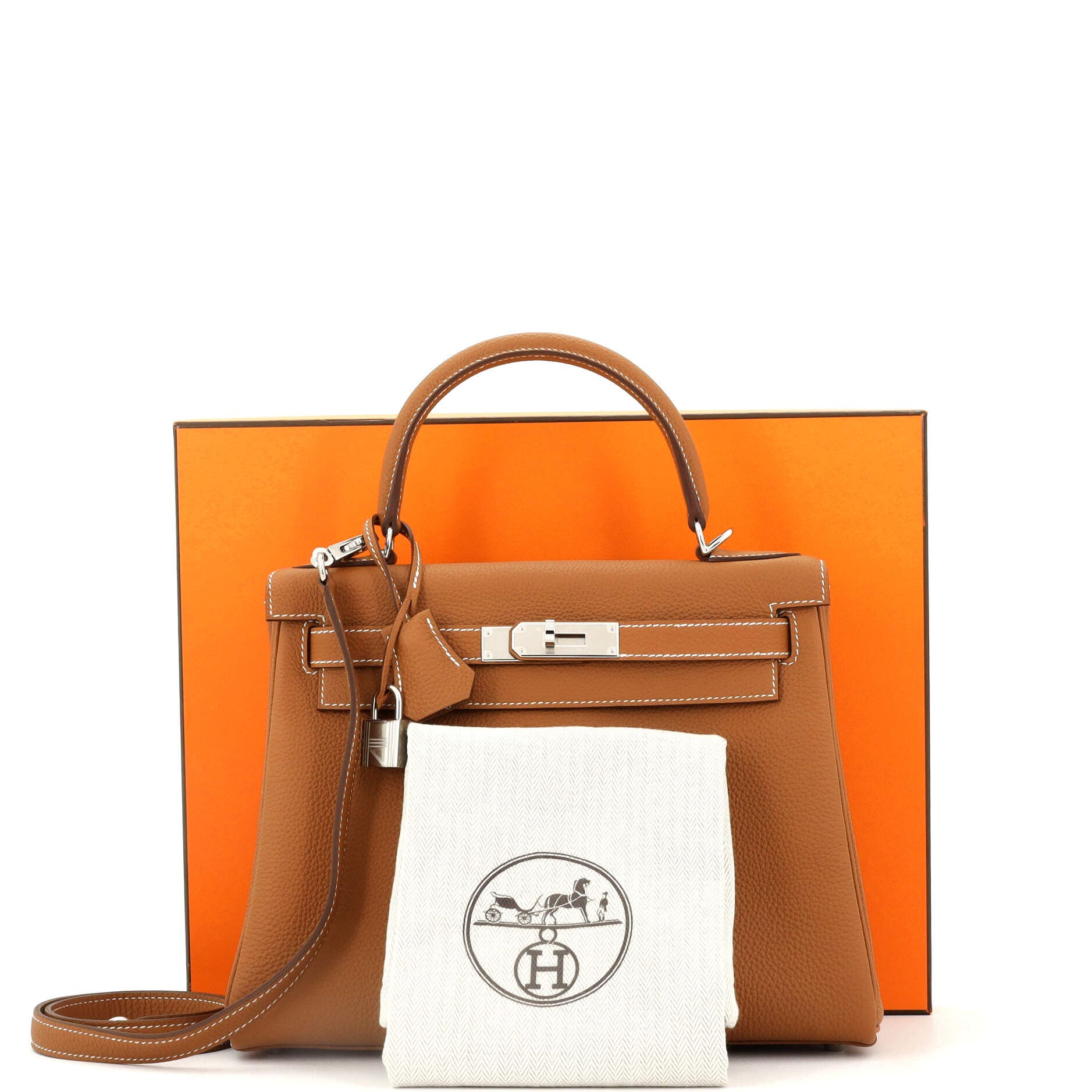 Pre-Owned Hermes Kelly Handbag Brown Togo with Palladium Hardware 28, Alternate, color, 