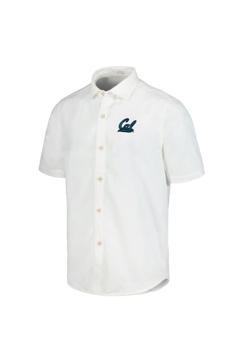 Men's Tommy Bahama White Cal Bears Coconut Point Palm Vista IslandZone Camp Button-Up Shirt, Alternate, color, White