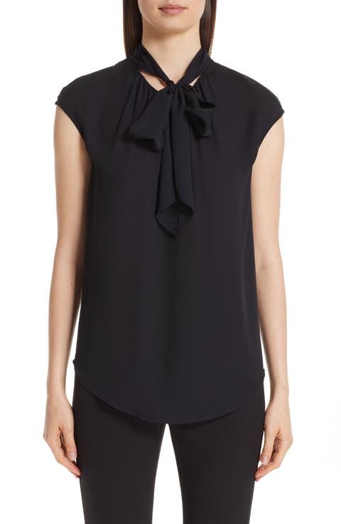 Tie Neck Double Silk Georgette Shell