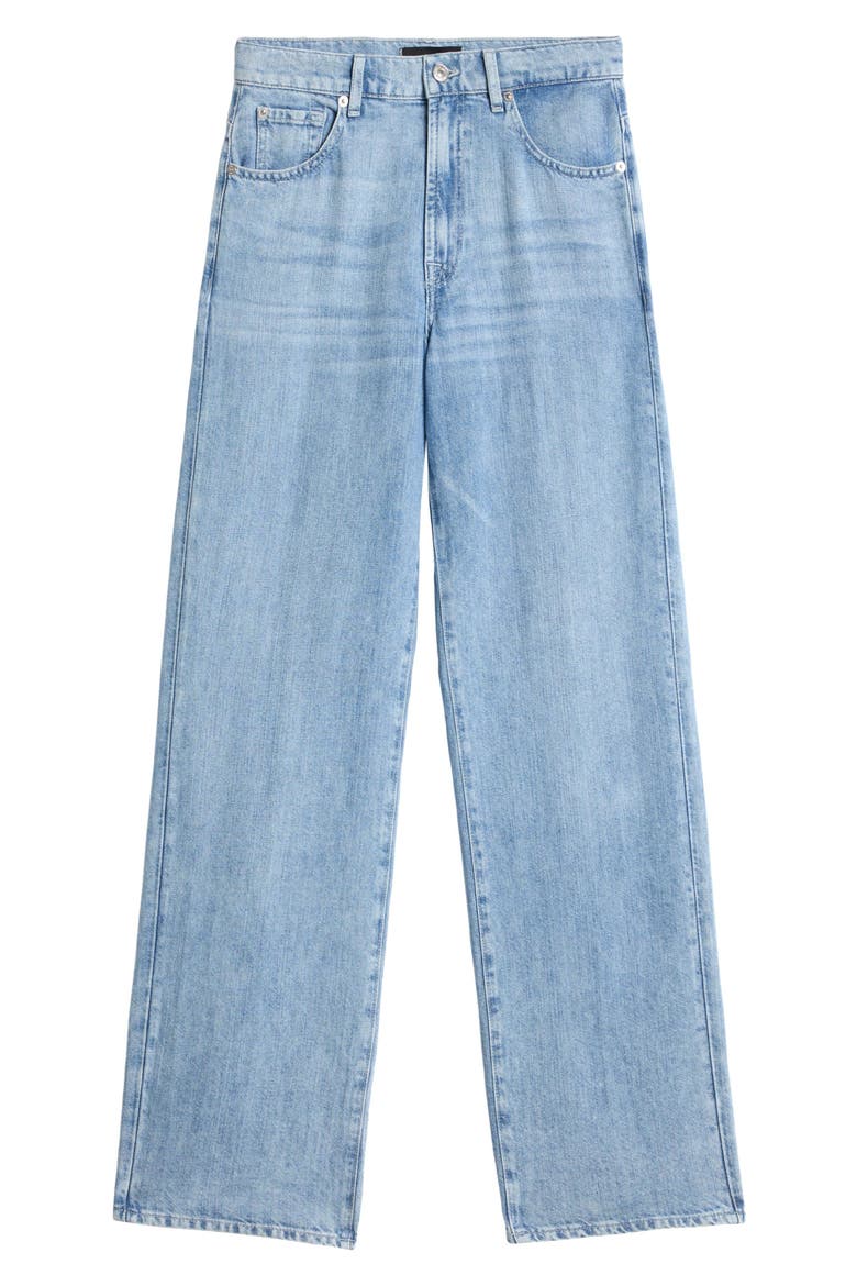 Stovepipe Straight Leg Cotton & Linen Jeans, Alternate, color, IRIS