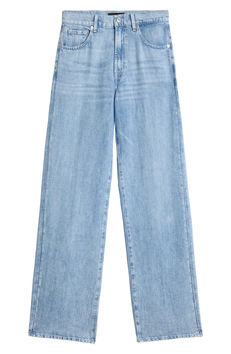 7 For All Mankind Stovepipe Straight Leg Cotton & Linen Jeans, Alternate, color, Iris