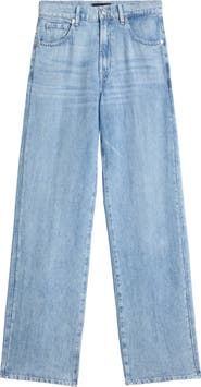 7 For All Mankind Stovepipe Straight Leg Cotton & Linen Jeans