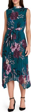 Tahari ASL Floral Pleated Midi Dress