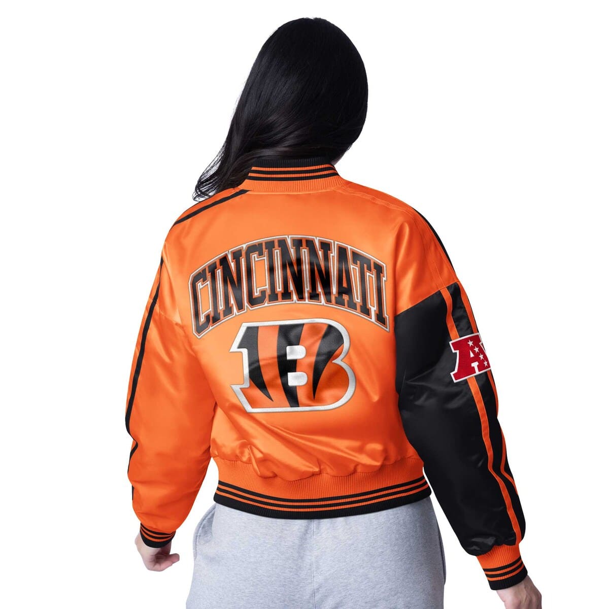 Women's Starter  Black/Orange Cincinnati Bengals Zone Blitz Cropped Full-Snap Satin Jacket - image 2