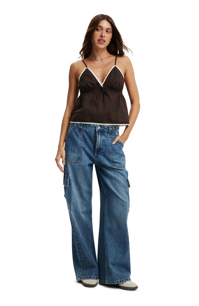 Cotton On Women's Relaxed Cargo Jean, Alternate, color, Tidal Blue