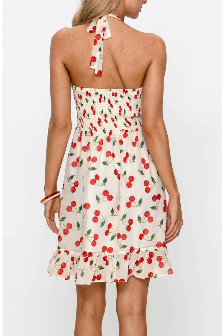 Cherry Print Halter Dress, Alternate, color, WHITE/ RED