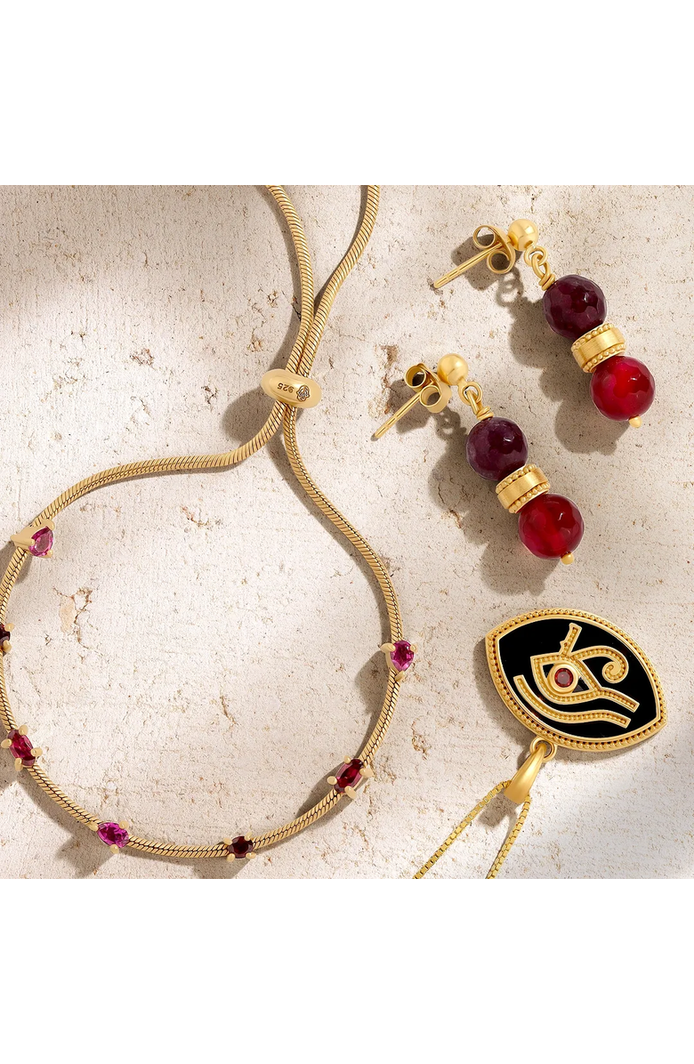 Karma and Luck Harmonized Glow Garnet Bolo Gold Bracelet, Alternate, color, Gold/Purple