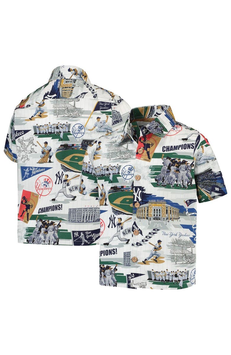 Reyn Spooner Youth Reyn Spooner White New York Yankees Scenic Button-Up Shirt, Alternate, color, 