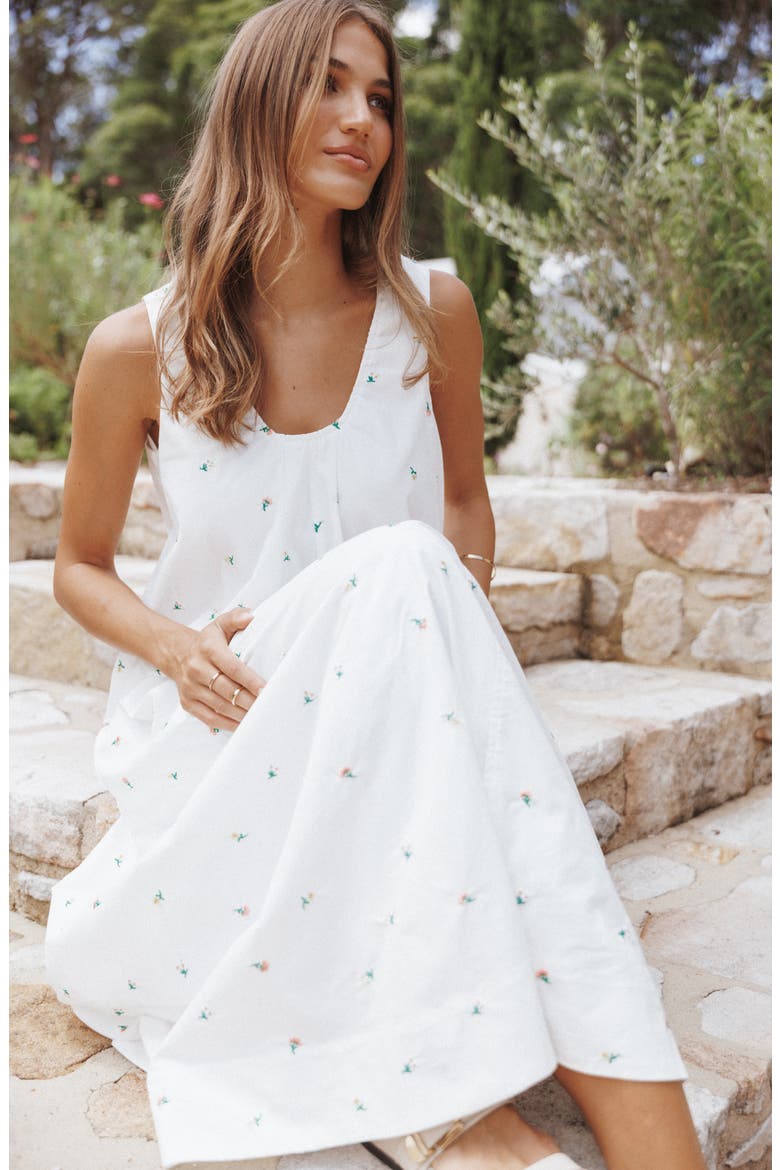 all cotton maxi dresses Estie Cotton Maxi Dress In Orchid White