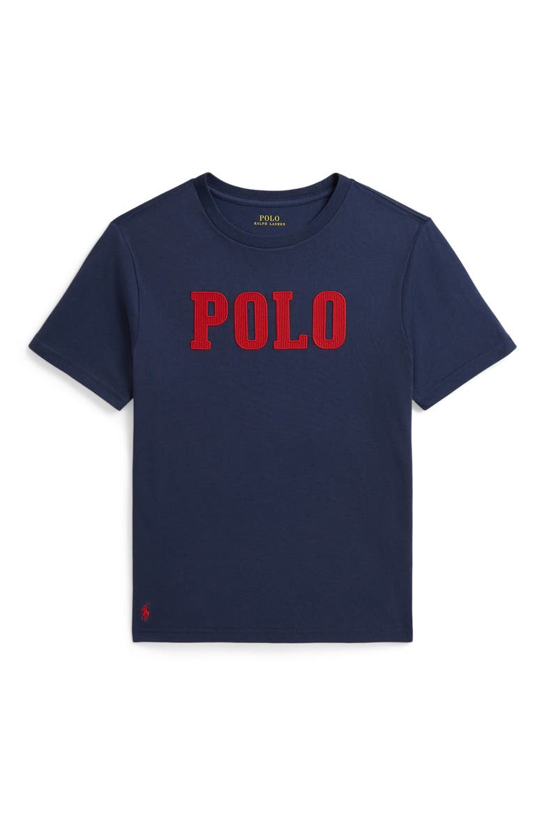 Kids' Logo Cotton Jersey T-Shirt, Main, color, RUSTIC NAVY
