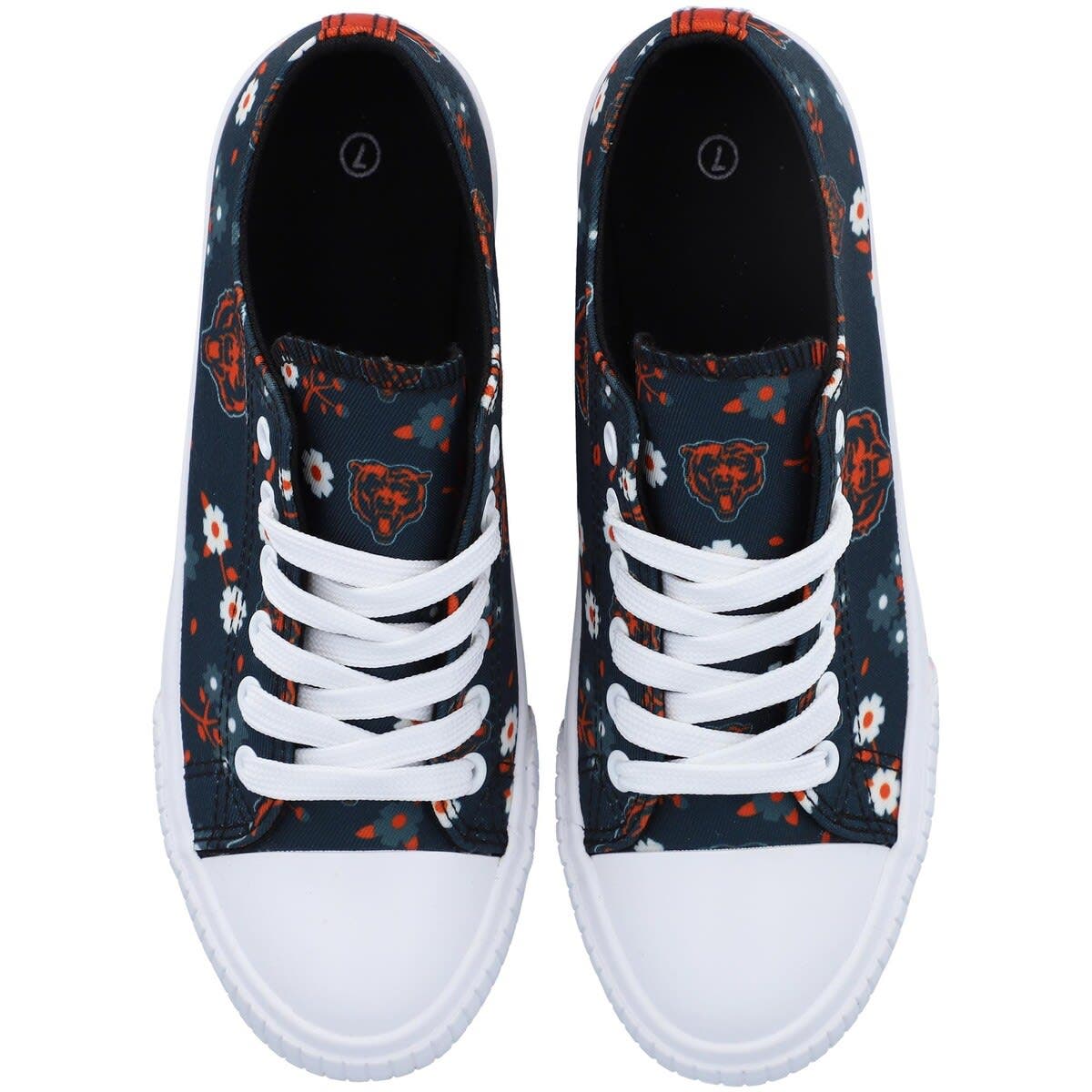 FOCO Women's FOCO Navy Chicago Bears Flower Canvas Allover Shoes, Alternate, color, 