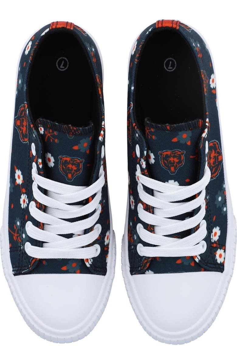 FOCO Women's FOCO Navy Chicago Bears Flower Canvas Allover Shoes, Alternate, color,