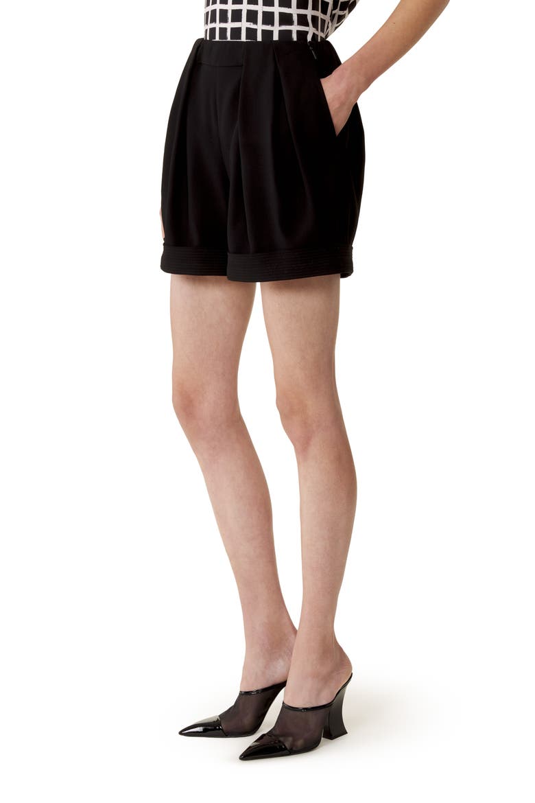 Crepe Pleated Shorts, Alternate, color, Black