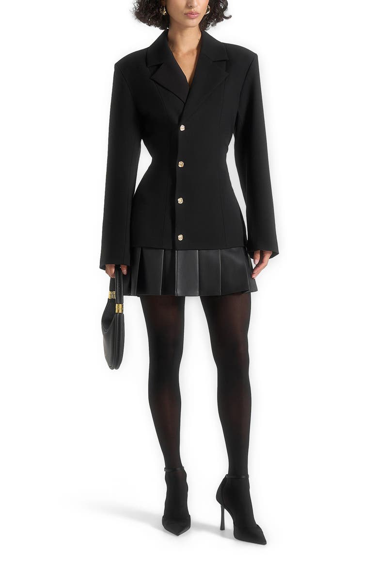 Nicole Tailored Cinch Blazer Dress with Pleats, Alternate, color, Black