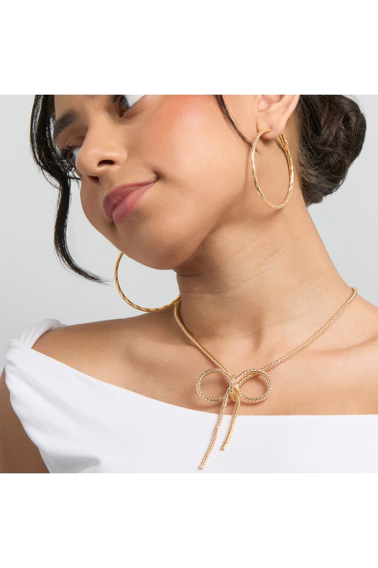 3-Piece Hoop and Chain Hoop Earring Set in Gold-Tone, Alternate, color, Gold