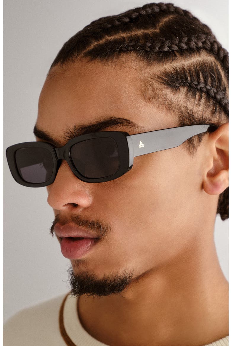 Ceres 51mm Rectangular Sunglasses, Alternate, color, BLACK / SMOKE MONO