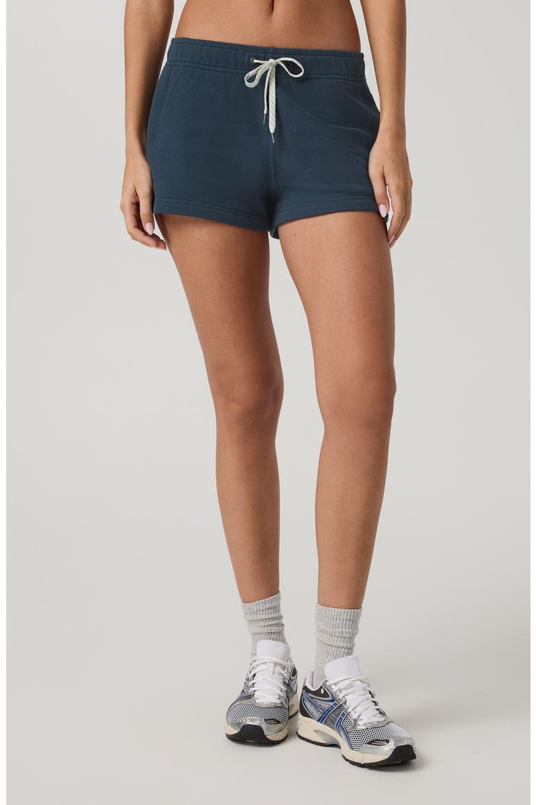 Cotton Blend Piquè Fleece Drawstring Shorts, Main, color, OCEAN BLUE
