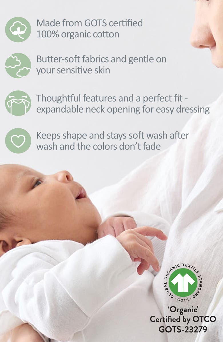 BUTTERBLU Blake Set of 5 Organic Cotton Bodysuits, Alternate, color, Seafoam