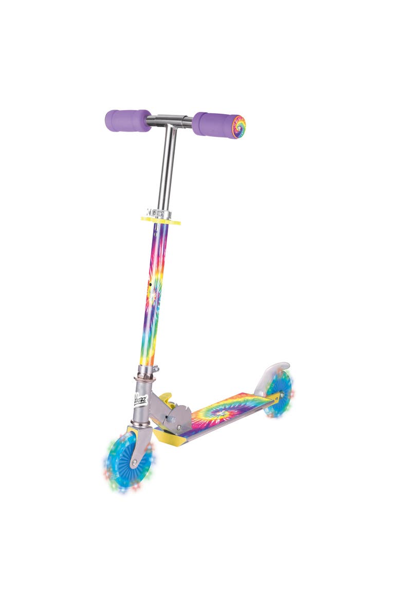 Tie Dye Foldable Scooter Light Up Wheels Ages 5 And Up, Main, color, Multicolored