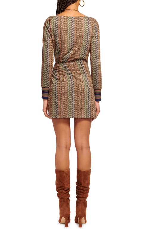 Ramy Brook Wheller Ruched Long Sleeve Mini Dress In Woodrose Combo