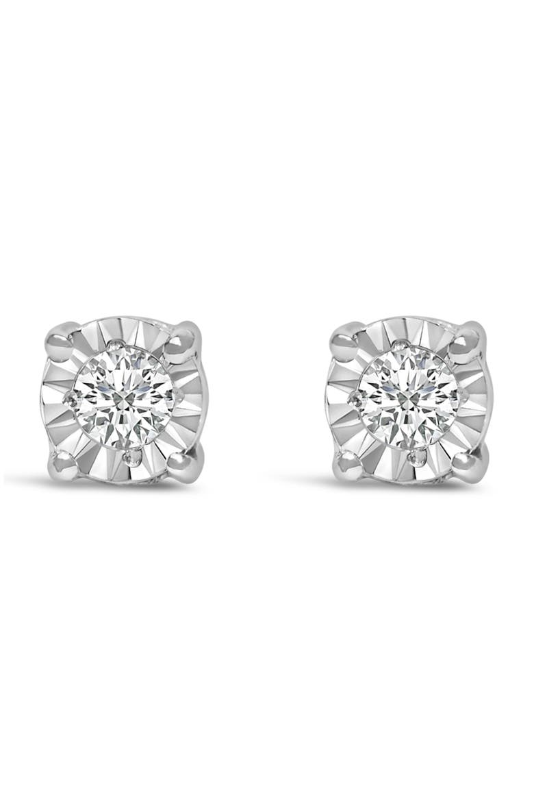 Silver 1/10 Cttw Lab Grown Diamond Miracle-Set Stud Earrings, Main, color, White