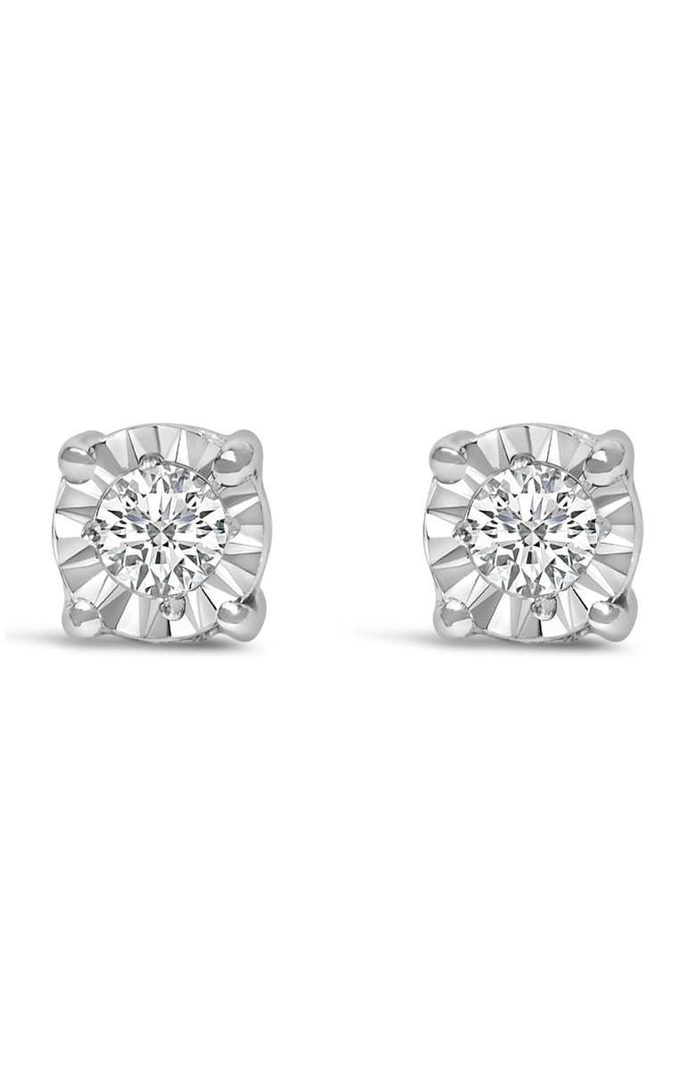 Haus of Brilliance Silver 1/10 Cttw Lab Grown Diamond Miracle-Set Stud Earrings, Main, color, White
