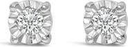 Haus of Brilliance Silver 1/10 Cttw Lab Grown Diamond Miracle-Set Stud Earrings