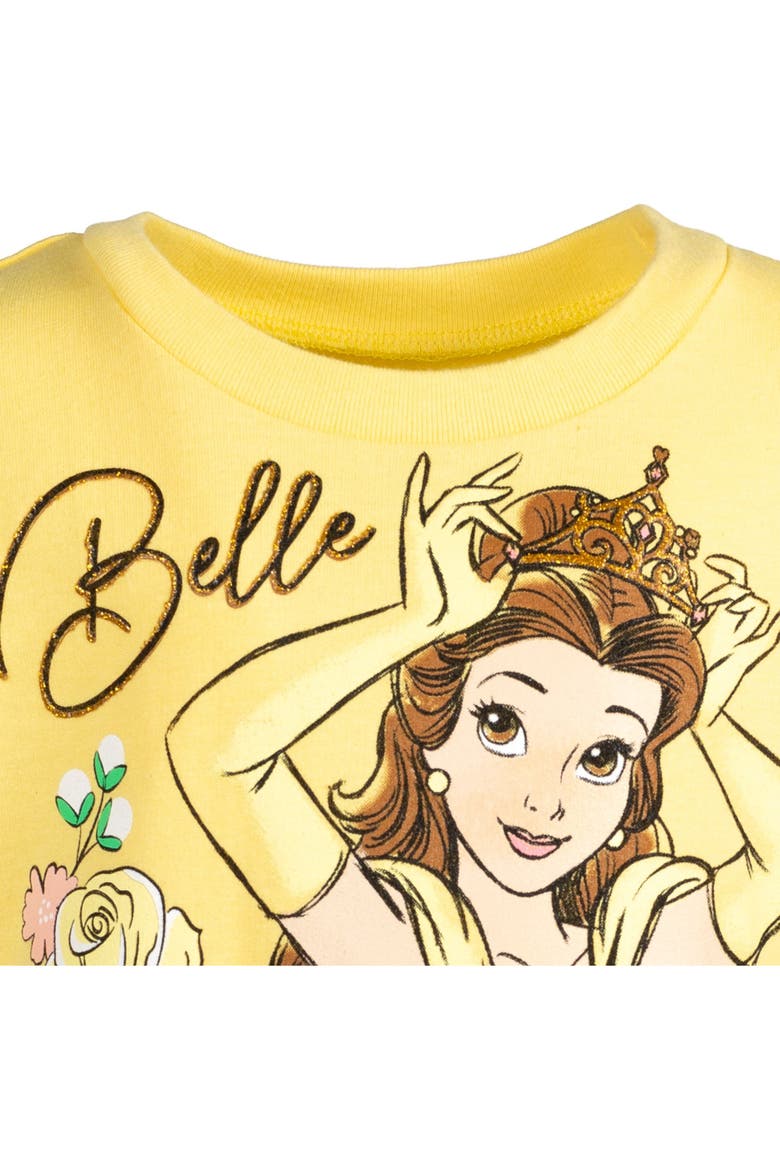 Princess Glitter Short Sleeve Dress, Alternate, color, Belle Bright Yellow