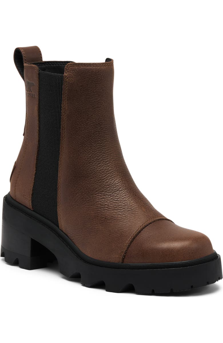 SOREL Joan Now Waterproof Chelsea Boot, Main, color, Tobacco/ Black
