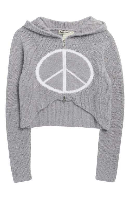 Cotton Emporium Kids' Zip-Up Graphic Sweater Hoodie in Grey Peace  product