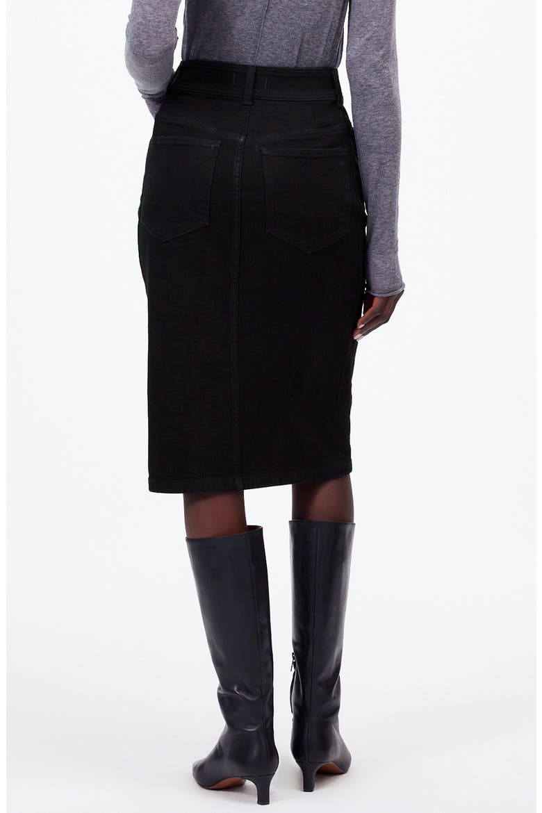 Button Front Denim Midi Skirt, Alternate, color, CLEAN BLACK WASH