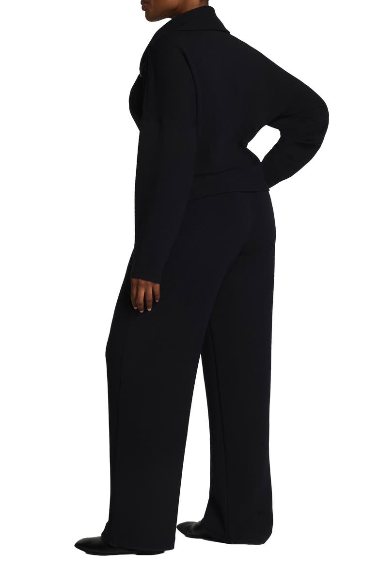 AirEssentials Wide Leg French Terry Rib Pants, Alternate, color, VERY BLACK