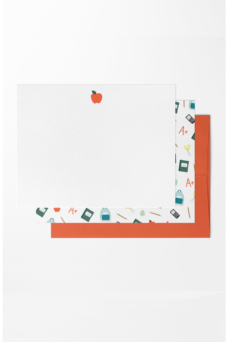 8 Boxed Teacher Notecards Stationery, Main, color, Red / White / Teal