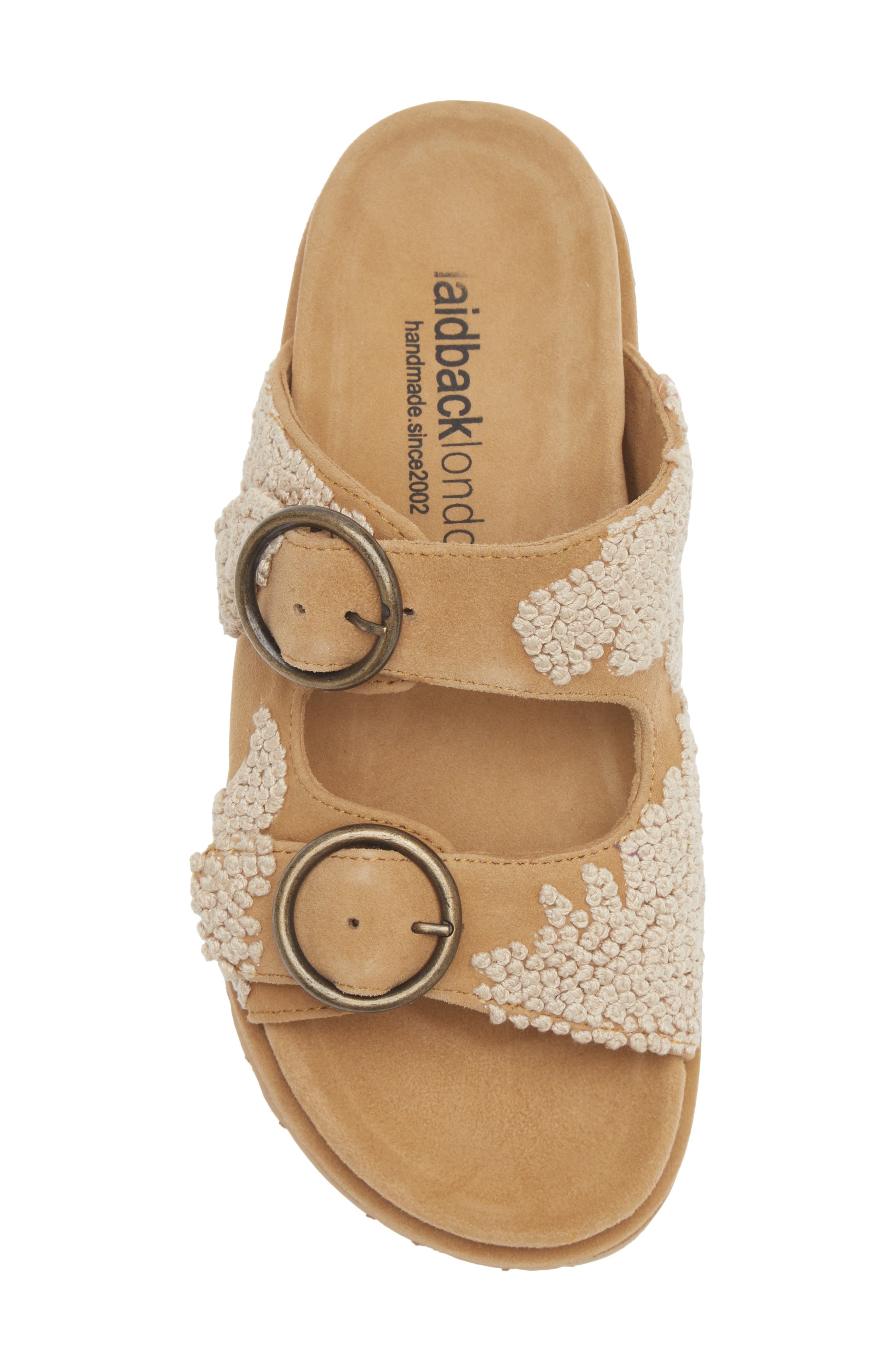 Clay Embroidered Slide Sandal, Alternate, color, SAFFRON SUEDE / NATURAL