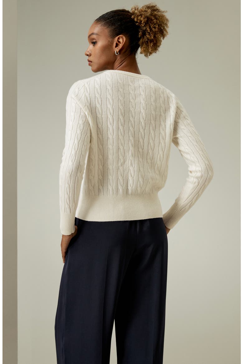 Women's Baby Cashmere Cable-Knit Cardigan, Alternate, color, White
