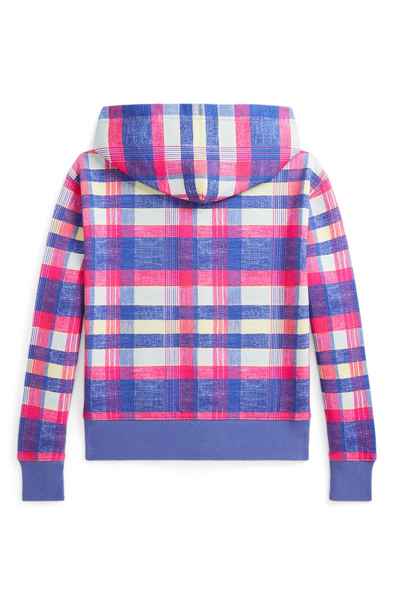 Polo Ralph Lauren Kids' Plaid Cotton French Terry Full Zip Hoodie, Alternate, color, Purple Multi