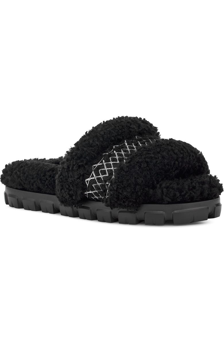 UGG<sup>®</sup> Cozetta Braid Genuine Shearling & Faux Shearling Slide Sandal, Main, color,