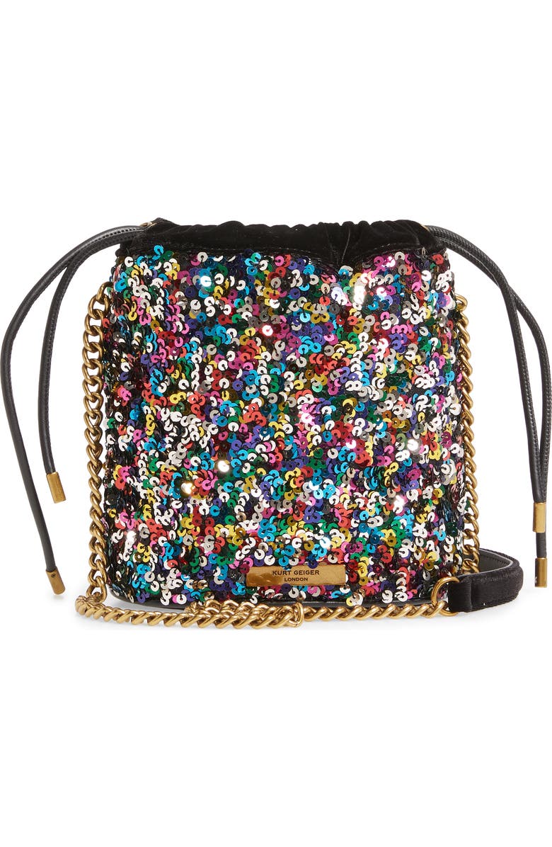 Kurt Geiger London Kensington Sequin Drawstring Crossbody Bag, Alternate, color,