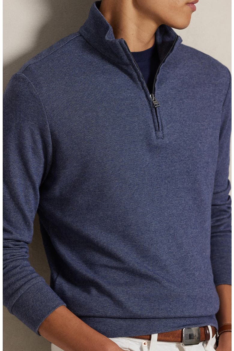 Textured Double Knit Quarter Zip Pullover, Alternate, color, SPRING NAVY HEATHER/ BLACKBOOT
