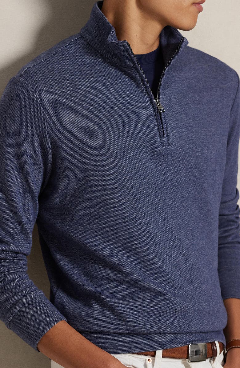 Polo Ralph Lauren Textured Double Knit Quarter Zip Pullover, Alternate, color, Spring Navy Heather/ Nevis