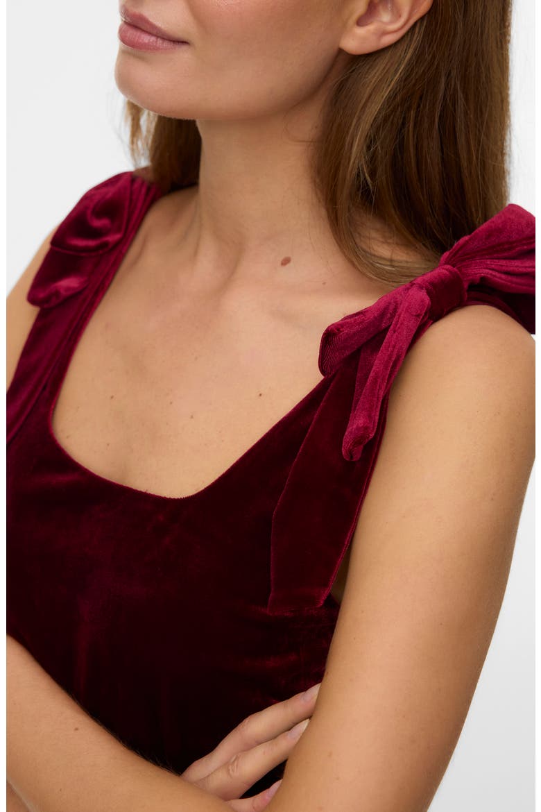 Vida Tie Strap Velvet Top, Alternate, color, RUMBA RED