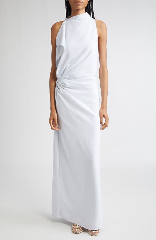 Proenza Schouler Devyn Draped Matte Double Crepe Dress In Blue