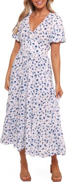 Petal & Pup Roberts Floral Puff Sleeve Cotton Midi Dress