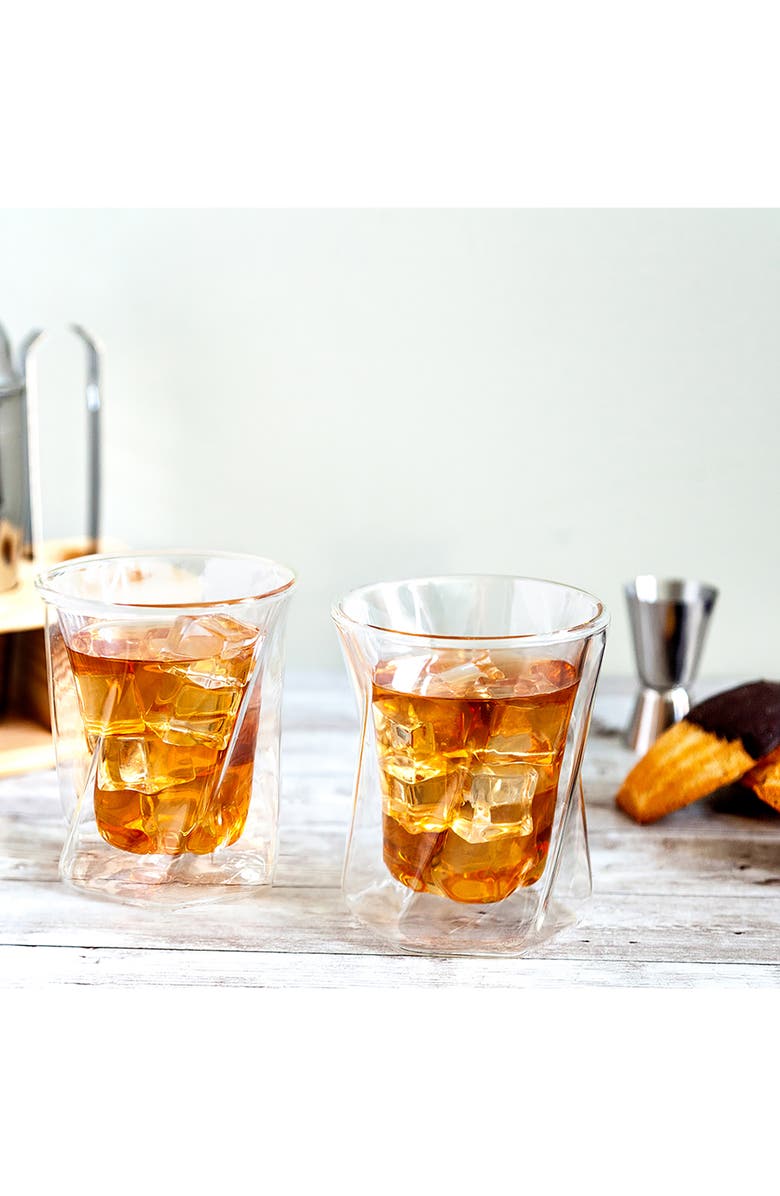 JoyJolt Lacey Double Old Fashioned Glass - Set of 4, Alternate, color, Clear