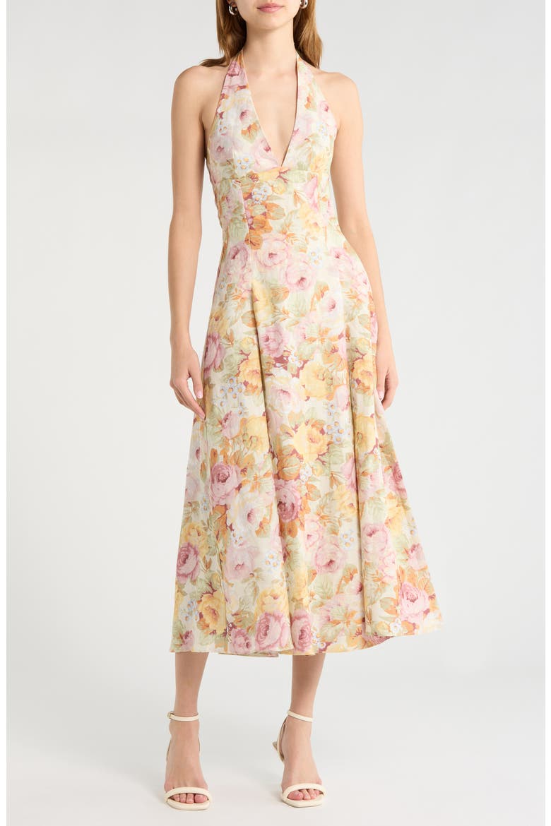 asos edition floral embroidered halter prom midi dress ASOS EDITION floral phoenix embroidered satin halter midi dress in black