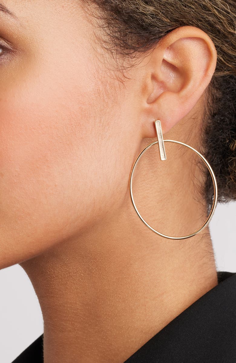 Nordstrom Oval Frontal Hoop Earrings, Alternate, color, Gold