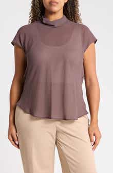 Cowl Neck Scarf Detail Sheer Top